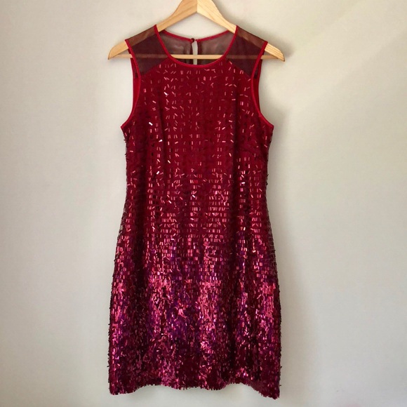 Just Taylor Red Sequin Dress - Picture 2 of 8